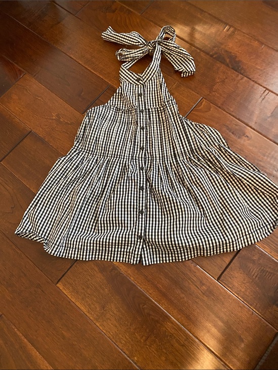 Free People Tops - Free People Black and White Gingham Halter Tie Dress